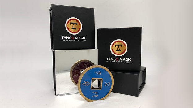 Chinese Coin (CH0021) Blue & Red by Tango Magic - Tricks