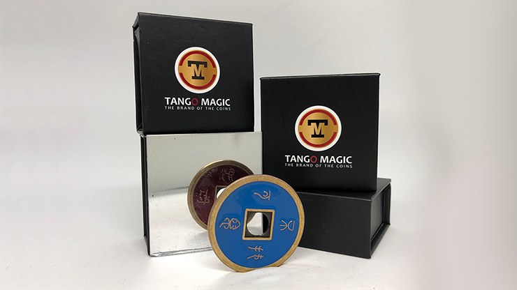 Chinese Coin (CH0021) Blue & Red by Tango Magic - Tricks