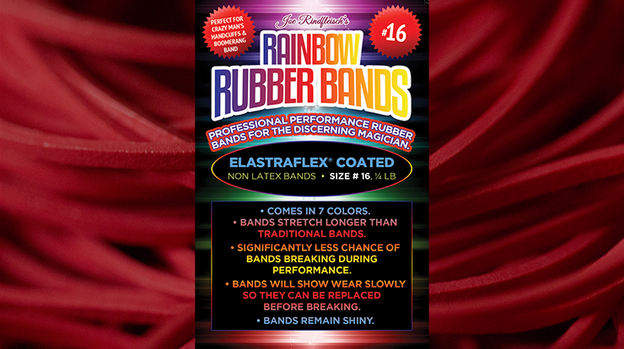 Joe Rindfleisch's SIZE 16 Rainbow Rubber Bands (Joe Rindfleisch - Red Pack) by Joe Rindfleisch - Trick
