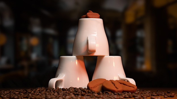 VULPINE Creations - Amazing Coffee Cups and Beans (Gimmicks and Online Instructions) by Adam Wilber - Trick
