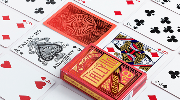 Tally-Ho Red (Circle) MetalLuxe Playing Cards by US Playing Cards