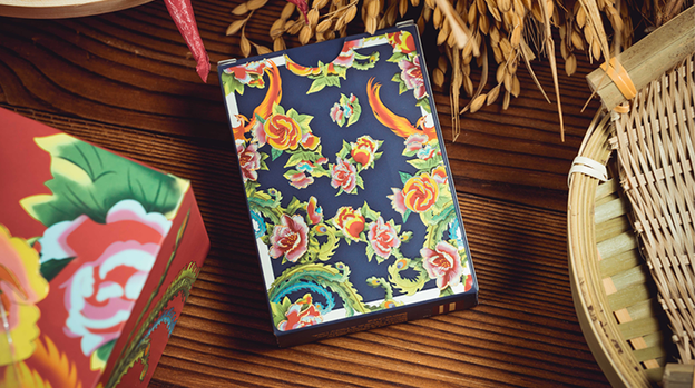 Phoenix and Peony (Blue) Playing Cards by Bacon Playing Card Company