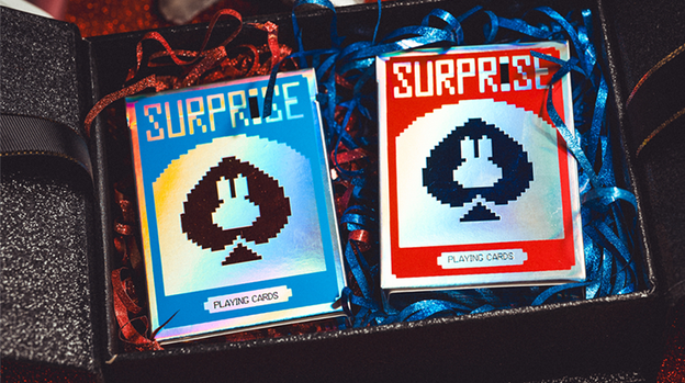 Limited Holographic Edition Surprise Deck V5 (Red) Playing cards by Bacon Playing Card Company