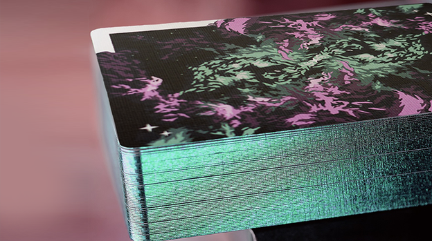 Gilded Nebula Stellar Green Playing Cards (green star)
