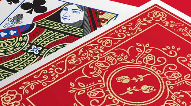 Red Roses Gold Foil Playing Cards (Fully Marked)
