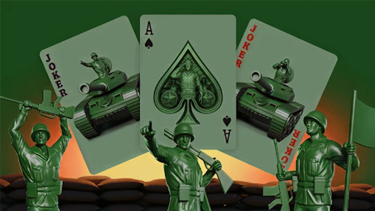 Army Men Playing Cards