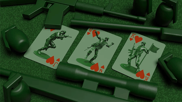 Army Men Playing Cards